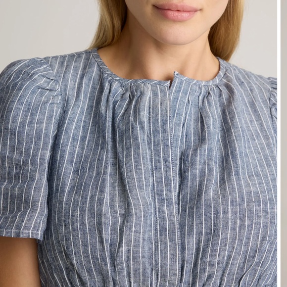 Quince European Linen Tiered Maxi Dress Chambray Stripe Size XL - Picture 12 of 12